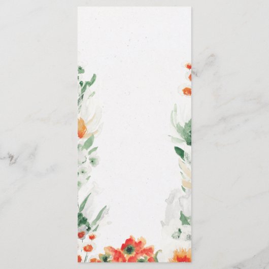 Menu Fleur sauvage d'été mariage à fleurs vert orange (Dos)