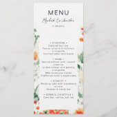 Menu Fleur sauvage d'été mariage à fleurs vert orange (Devant)