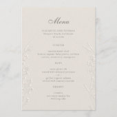 Menu Fleur sauvage Ecru Faux Mariage classique Embossé (Devant)