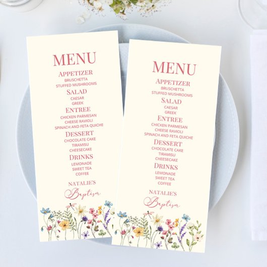Menu Fleur sauvage Fleur Fleur Floral Jardin Baptême No
