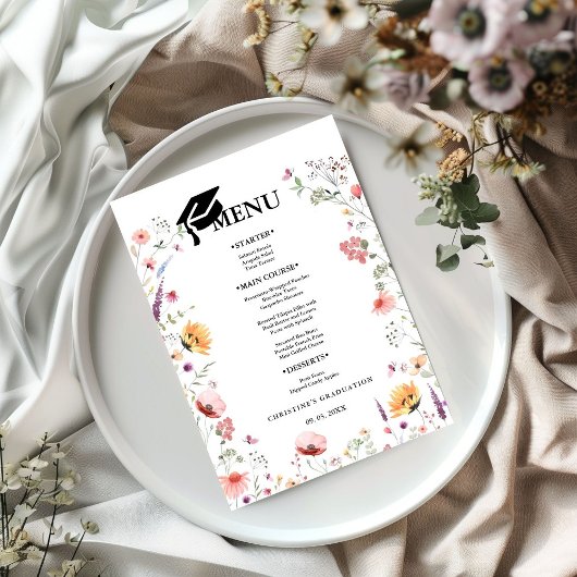 Menu Fleur sauvage Garden Graduation Party