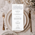 Menu Fleur sauvage Line Art Élégant Chic Moderne CUSTOM<br><div class="desc">Utilisez ces cartes de menu fleur sauvage sucré pour votre mariage, fête de fiançailles, douche nuptiale ou autre événement. Main dessinée par moi pour toi. Entièrement modifiable, ajoutez votre propre texte ou couleur arrière - plan. Cliquez sur "personnaliser" pour modifier le texte et "modifier la conception" pour modifier les polices,...</div>