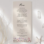 Menu Fleur sauvage moderne Beige Mariage plat<br><div class="desc">Ce menu plat moderne fleur sauvage beige mariage présente un arrière - plan beige chaleureux orné de fleurs sauvages couleur rose et violet vives, évoquant un romantisme intemporel. Le mariage du charme boho rustique et élégant rend ce design parfait pour les couples à la recherche d'une esthétique fleur sauvage moderne....</div>