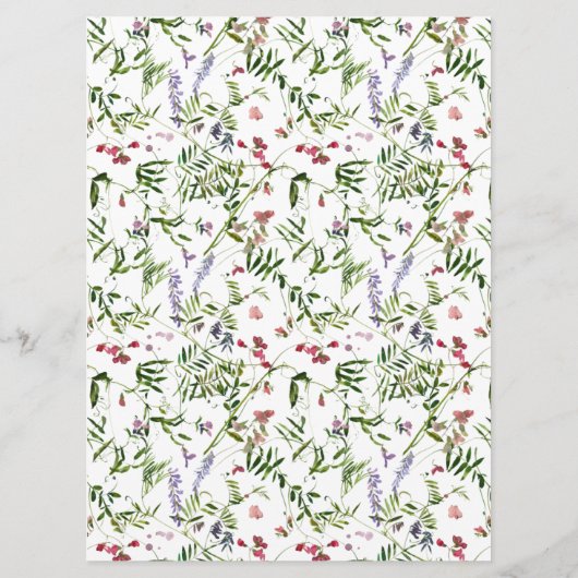 Menu Fleur sauvage moderne été Calligraphie Mariage Men (Dos)