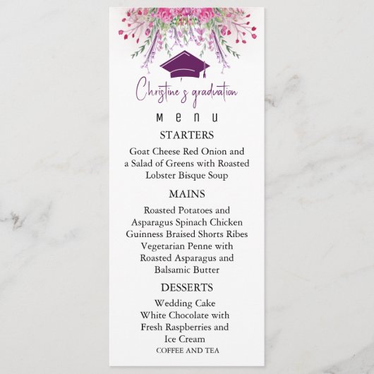 Menu Fleur sauvage moderne - Graduation d'été (Devant)