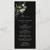 Menu Fleur sauvage noir Delicate moderne Boho Mariage (Devant)
