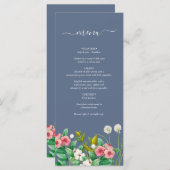 Menu Fleur sauvage Periwinkle Dusty Blue Mariage (Devant / Derrière)
