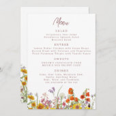 Menu fleur sauvage pour Mariages et événements (Devant / Derrière)