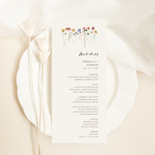 Menu Fleur sauvage précis | Dîner de mariage dans le ja