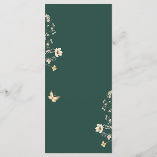 Menu Fleur sauvage rustique Frame Emerald Mariage vert (Dos)