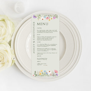 Menu Fleur sauvage rustique moderne Mariage de taille d