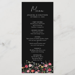 Menu Fleur sauvage Rustique Pays Floral Jardin Mariage