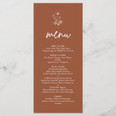 Menu Fleur sauvage rustique Terracotta Boho Mariage (Devant)