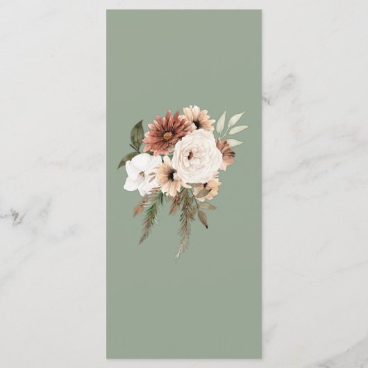 Menu Fleur sauvage Sage Green Boho Mariage (Dos)