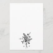 Menu Fleur sauvage Silhouette Wreath Mariage noir et bl (Dos)