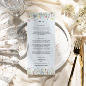 Menu Fleur sauvage simple Fern Dusty Blue Mariage plat