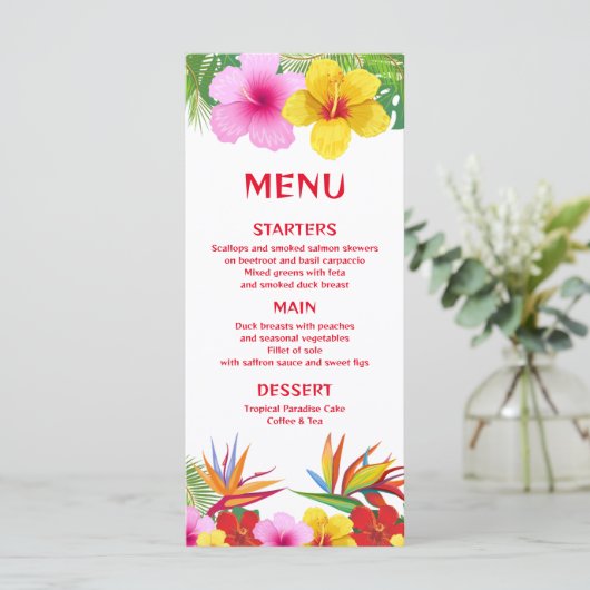 Menu Fleur tropicale hawaïenne (Debout devant)