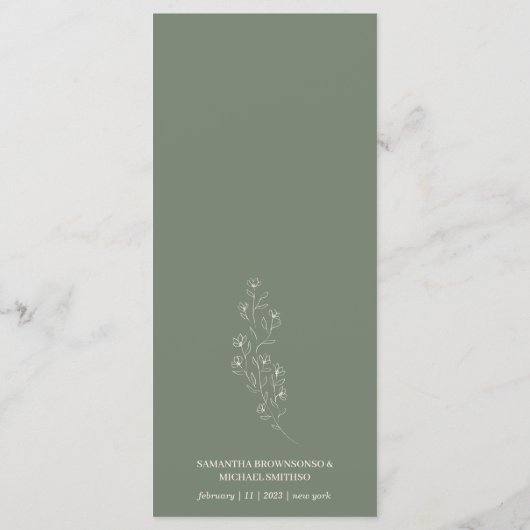 Menu Fleur verte Sage Bohème Simple Botanique (Dos)