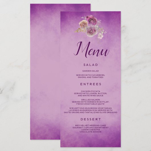 Menu Fleur violette (Devant / Derrière)