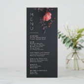 Menu Fleurs 3D Rose Sombre Romantique Mariage (Debout devant)
