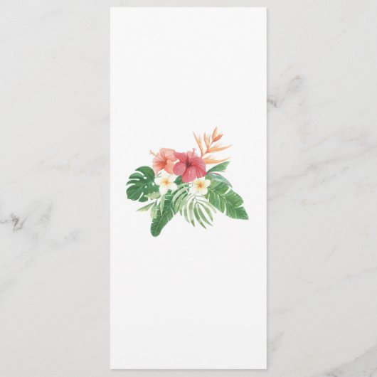 Menu Fleurs Aquarelle Tropicale Mariage Réception (Dos)