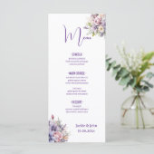 Menu Fleurs aquarelles. Mariage. (Debout devant)