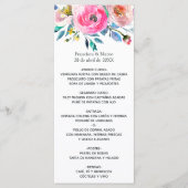 Menu Fleurs aquarelles rose vif (Devant)