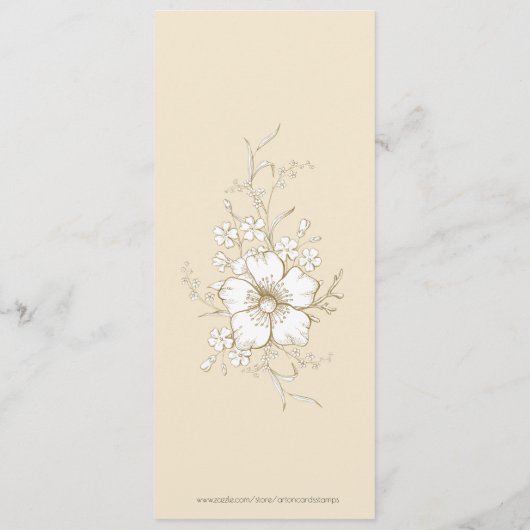 Menu Fleurs blanches et dorées en bordure de coin (Dos)
