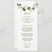 Menu fleurs blanches et dorées mariage (Devant / Derrière)