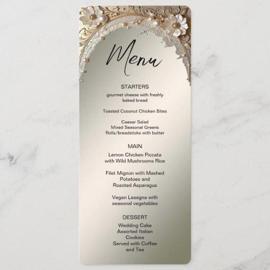 Menu Fleurs Blanches Modernes Perles (Devant)