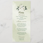 Menu fleurs blanches romantiques avec feuilles verts (Devant)