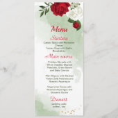Menu fleurs blanches rouges mariage (Devant)