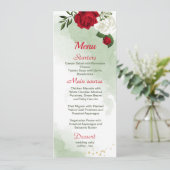 Menu fleurs blanches rouges mariage (Debout devant)