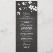 Menu fleurs blanches verdure mariage noir (Devant)