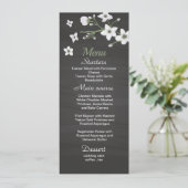 Menu fleurs blanches verdure mariage noir (Debout devant)