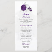 Menu fleurs blanches violettes argent mariage botanique (Devant)