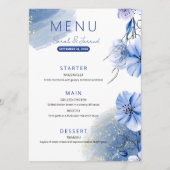 Menu Fleurs bleu aquarelle (Devant)