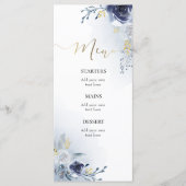 menu fleurs bleu aquarelle (Devant)
