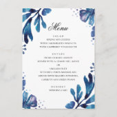 Menu Fleurs bleu aquarelle. Mariage botanique de la Mar (Devant)