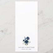 Menu Fleurs Bleu Marine, Verdure, Boho, Mariage Floral (Dos)