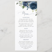 Menu Fleurs Bleu Marine, Verdure, Boho, Mariage Floral (Devant)