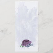 Menu Fleurs bleu pourpre vert feuille mariage (Dos)