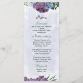 Menu Fleurs bleu pourpre vert feuille mariage (Devant)