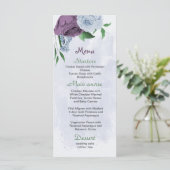 Menu Fleurs bleu pourpre vert feuille mariage (Debout devant)