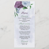 Menu Fleurs bleu pourpre vert feuille mariage (Devant)