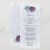 Menu Fleurs bleu pourpre vert feuille mariage (Devant / Derrière)