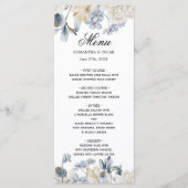 Menu Fleurs Bleues Et Blancs D'Hiver Élégantes (Devant)
