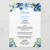 Menu Fleurs bleues et navy avec feuillage (Devant)