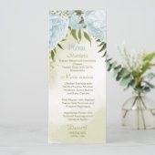 Menu fleurs bleues mariage (Debout devant)