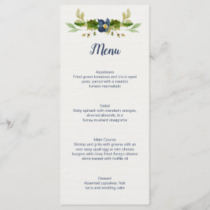 Menu Fleurs Bleues Rustiques Glands Feuilles de Chêne M